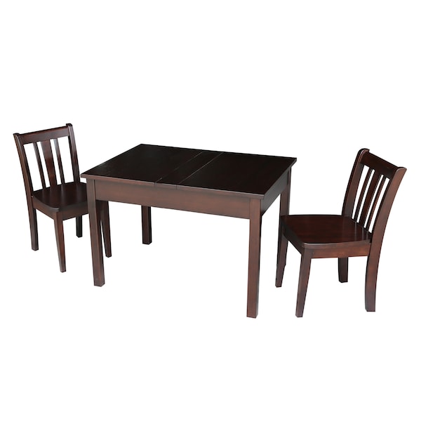 International Concepts Rectangle Table with 2 San Remo Juvenile Chairs, 24 W, 33.1 L, 22.2 H, Wood, Rich Mocha K15-JT2532L-CC105-2 - main